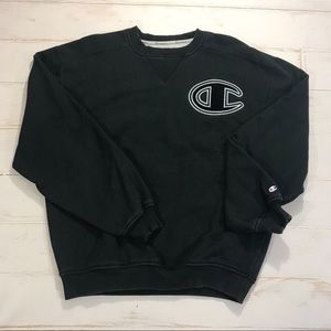 Vintage Champion Black Heavy Big Logo Sweater Sz M